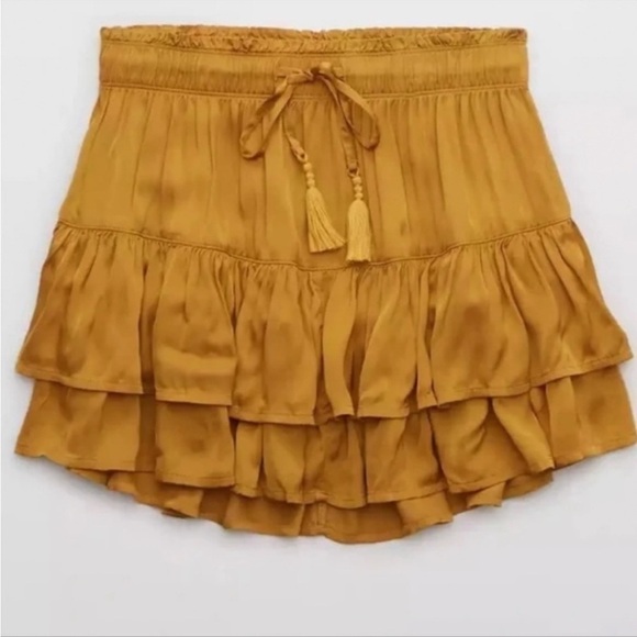Aerie Sweet 'N' Silky Mini Skirt in honey gold small - Picture 2 of 5